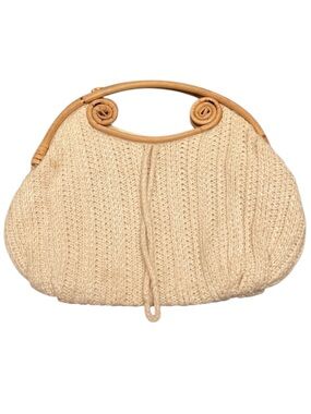 Vintage Bamboo Handle Crochet Knit Handbag